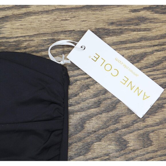 NEW Anne Cole Womens Twist Front Shirred One Piece Swimsuit MYMO00501 Black 10 - Picture 3 of 9